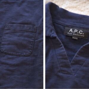 A.P.C. Men's Deep Blue V-Neck Sweater